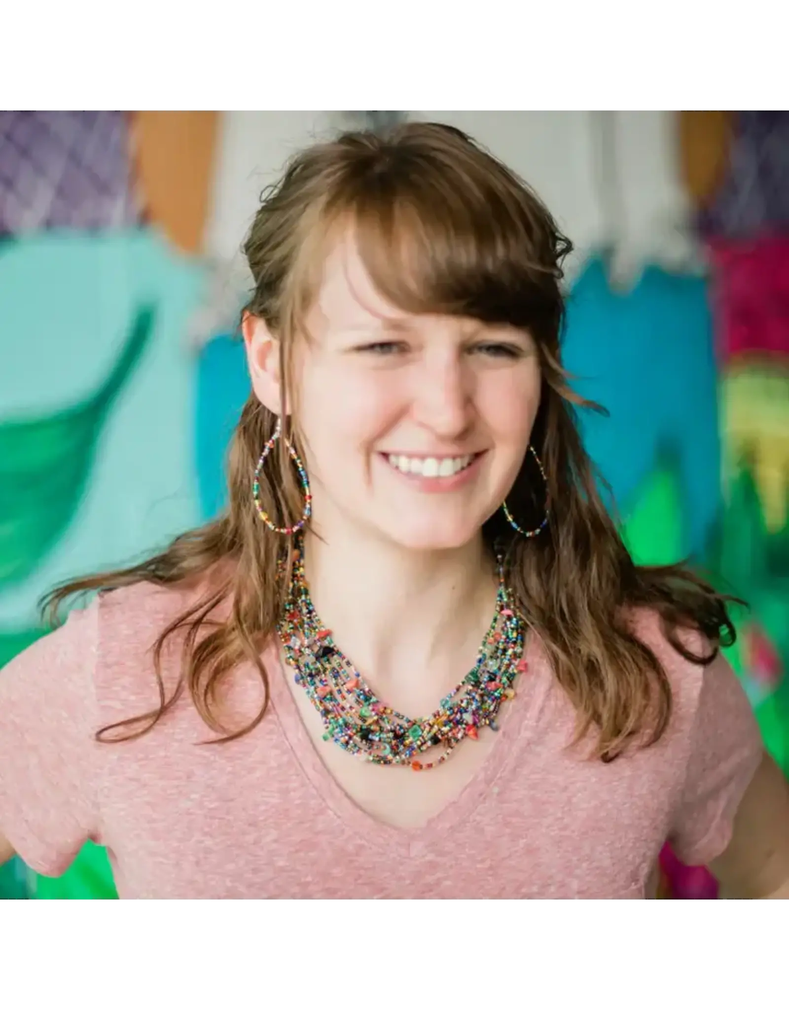 Guatemala Rainbow Beaded Hoop Earrings