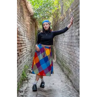 Nepal Check Cotton Skirt