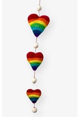 Nepal Felted Wool Rainbow Heart Door Hanger