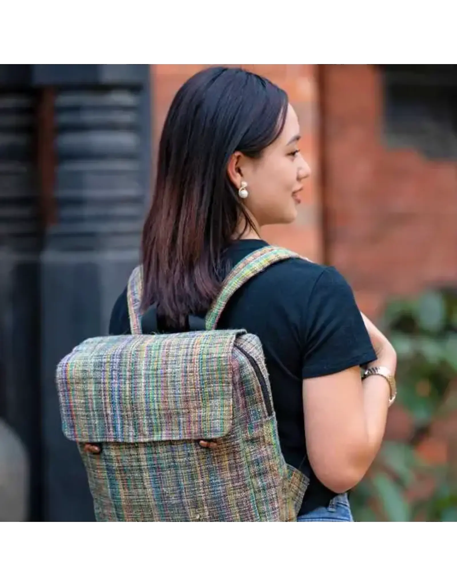 Nepal Multicolour Hemp Zippered Backpack