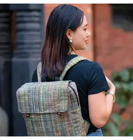Nepal Multicolour Hemp Zippered Backpack