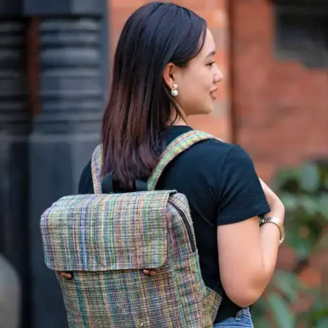 Multicolour Hemp Zippered Backpack