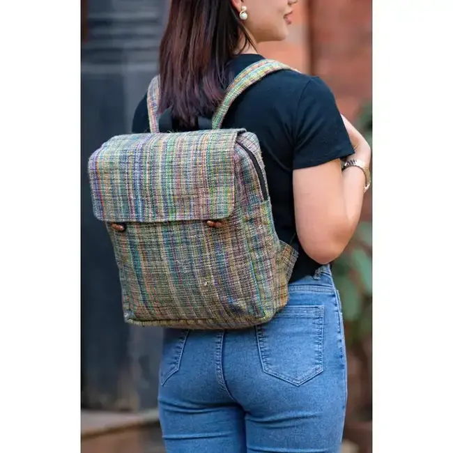 Multicolour Hemp Zippered Backpack