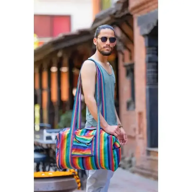 Rainbow Stripe Heavy Cotton Duffel Bag