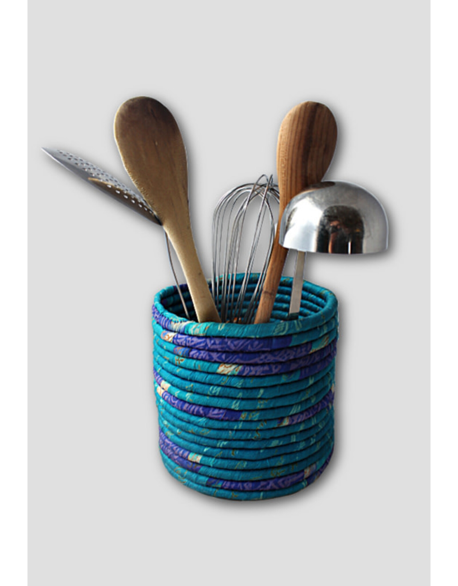 Nepal Sari Wrapped Coil Utensil Holder