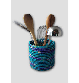 Nepal Sari Wrapped Coil Utensil Holder