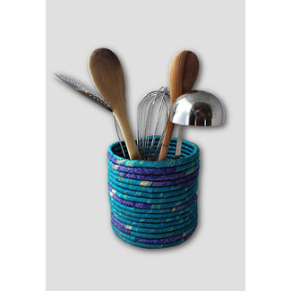Nepal Sari Wrapped Coil Utensil Holder