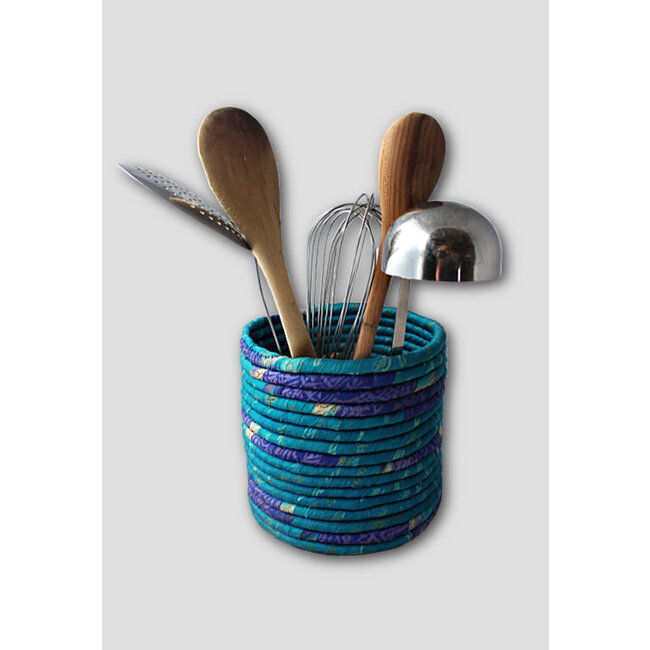 Sari Wrapped Coil Utensil Holder