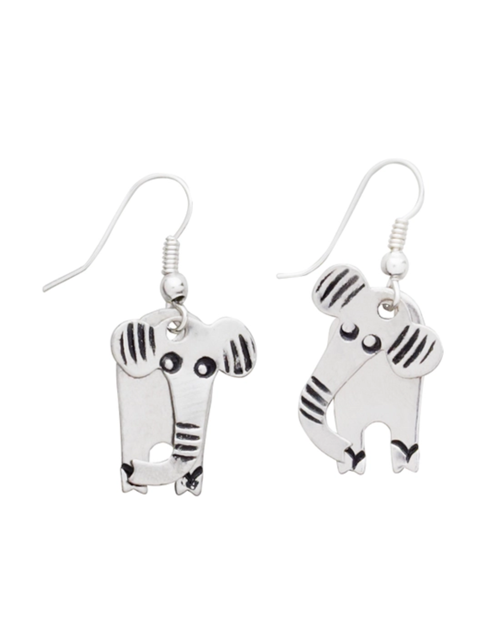 India Two Piece Swinging Elephant Earrings