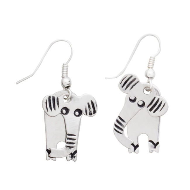 Two Piece Swinging Elephant Earrings