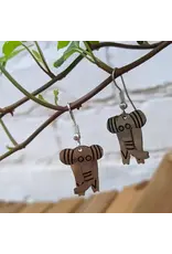 India Two Piece Swinging Elephant Earrings