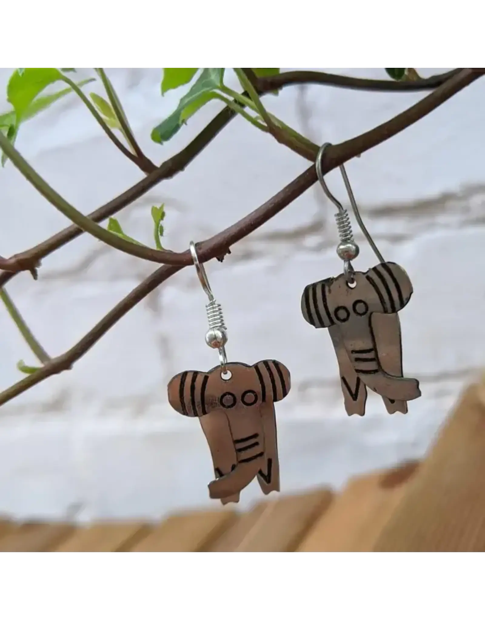 India Two Piece Swinging Elephant Earrings