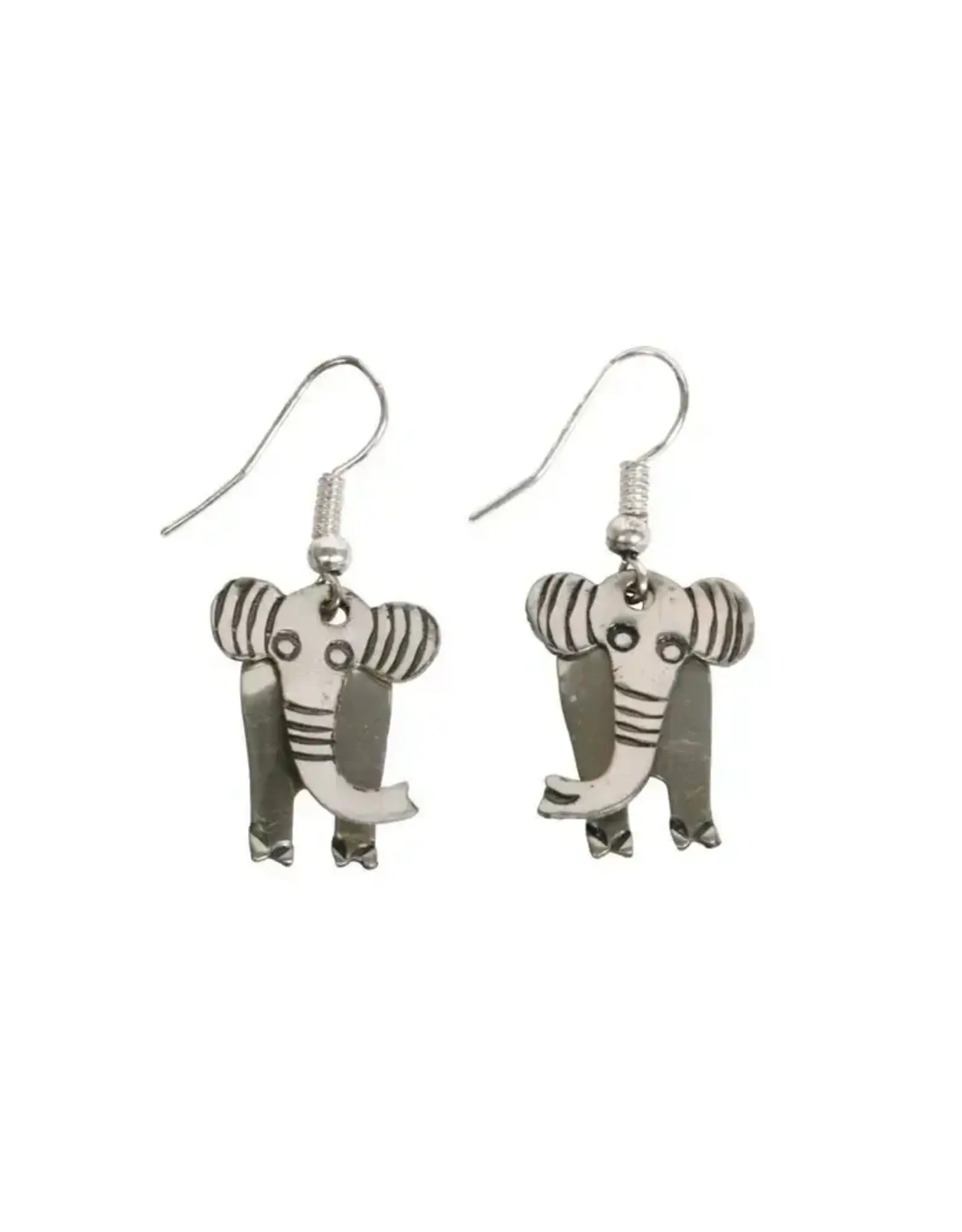 India Two Piece Swinging Elephant Earrings