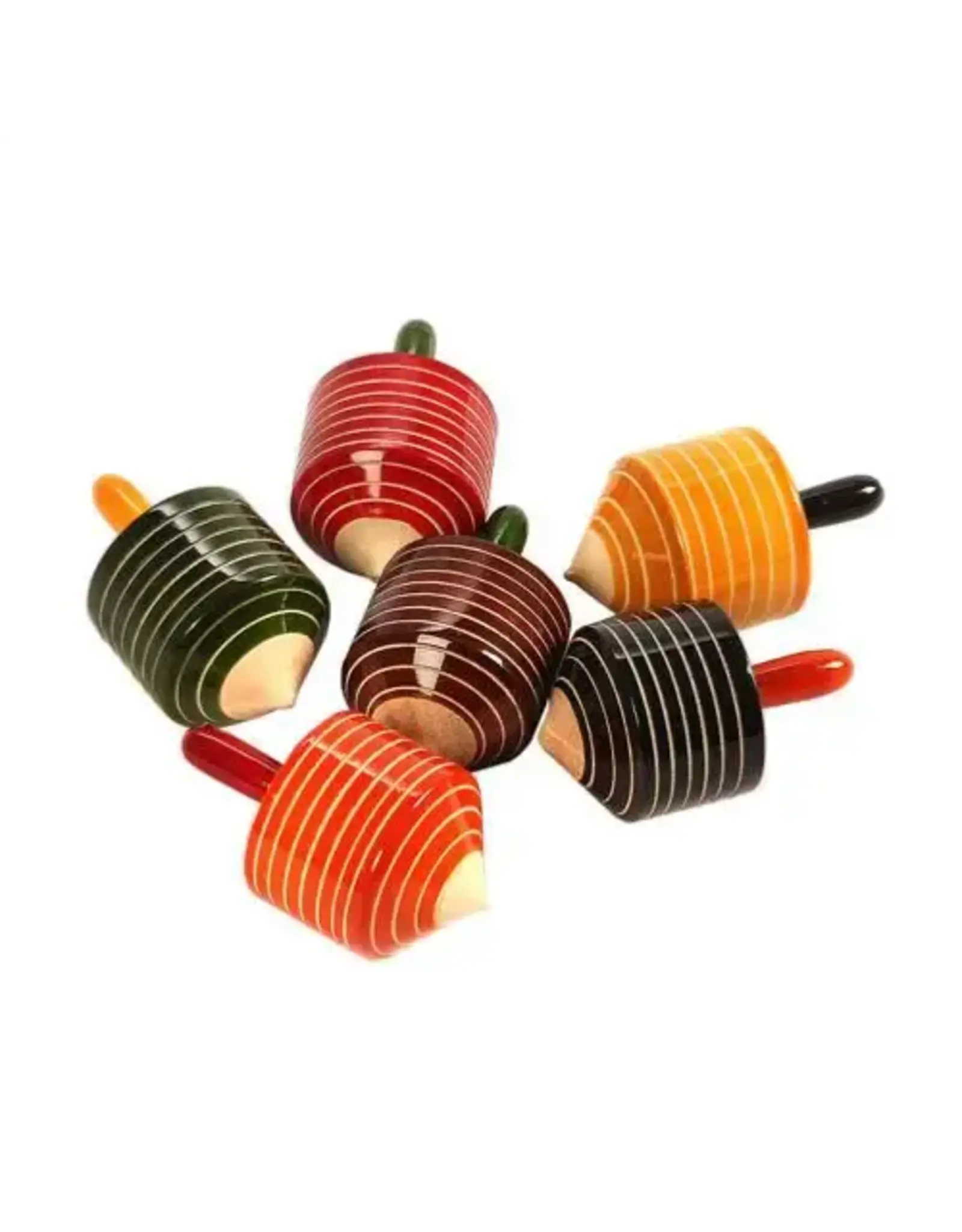 India Striped Wood Spinning Top
