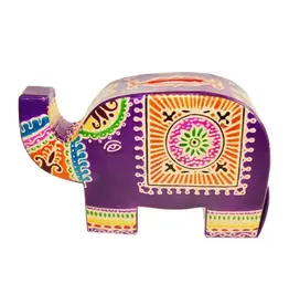 India Purple Elephant Money Box