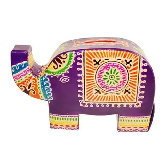 India CLEARANCE Purple Elephant Money Box