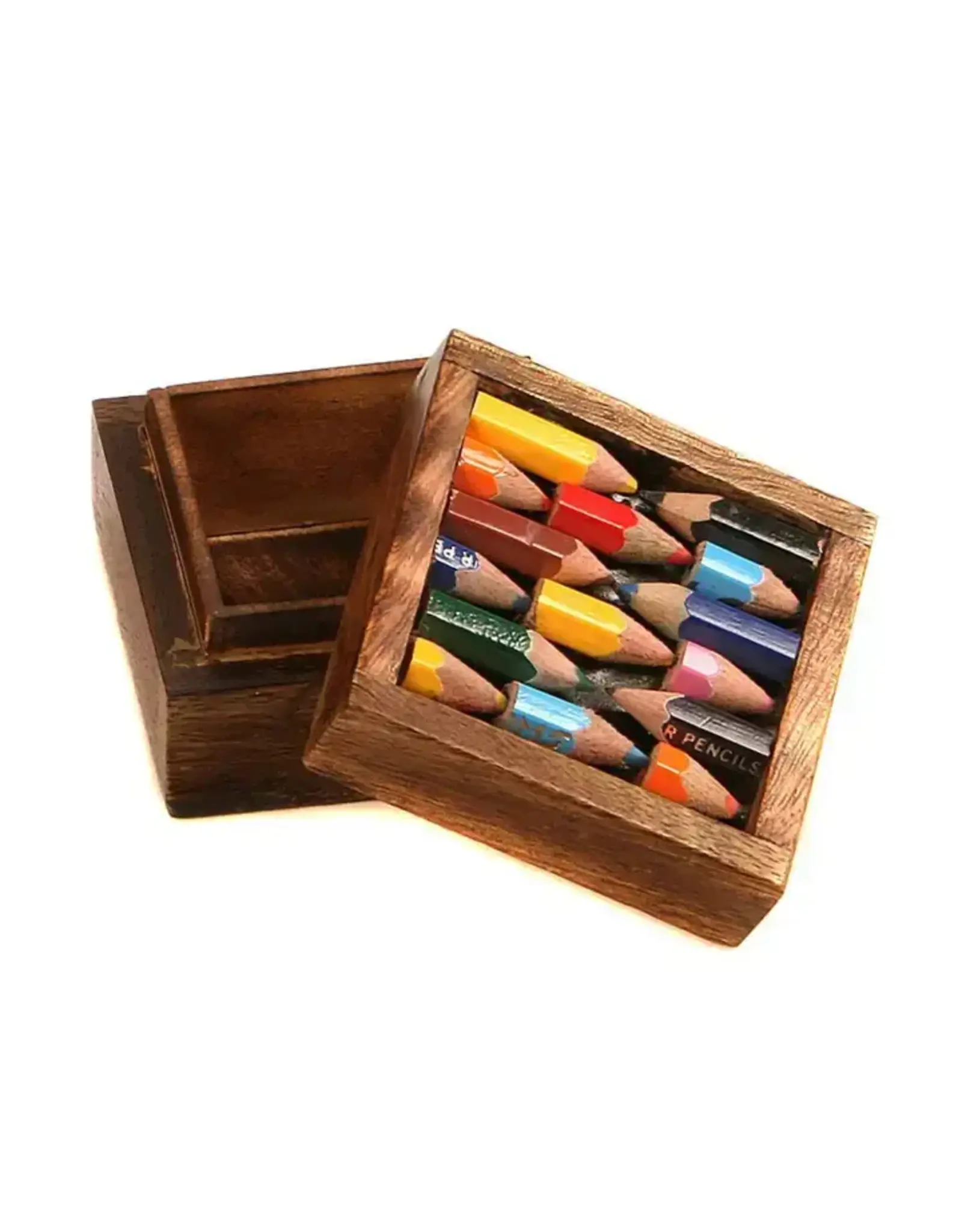 India Recycled Crayons Wood Box
