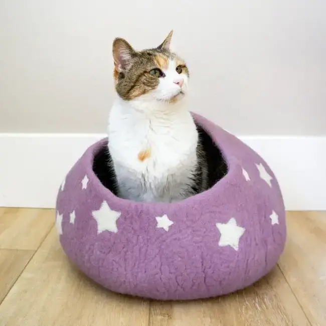 Felt Cat Cave - Lavender Midnight Stars
