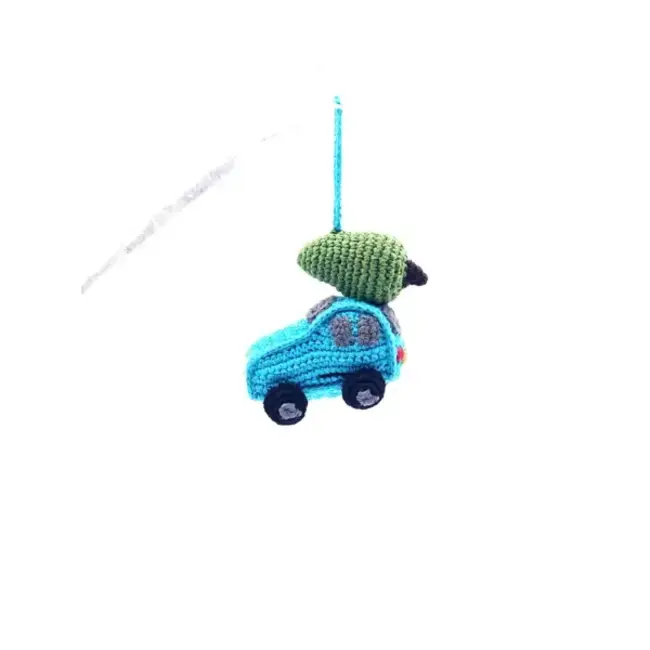 Knitted Christmas Ornament - Car w/ Christmas Tree