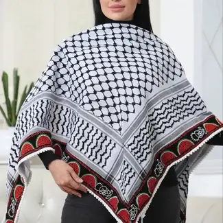 Palestine Hanzala & Watermelon Embroidered Kuffiyeh