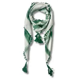 Palestine White & Green Kuffiyeh