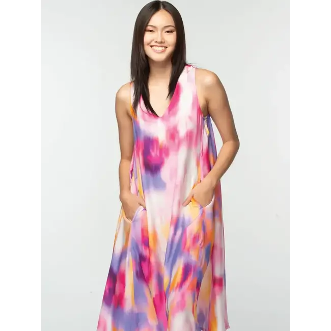 Aisha Cupro Dress - Rose Multi S/M