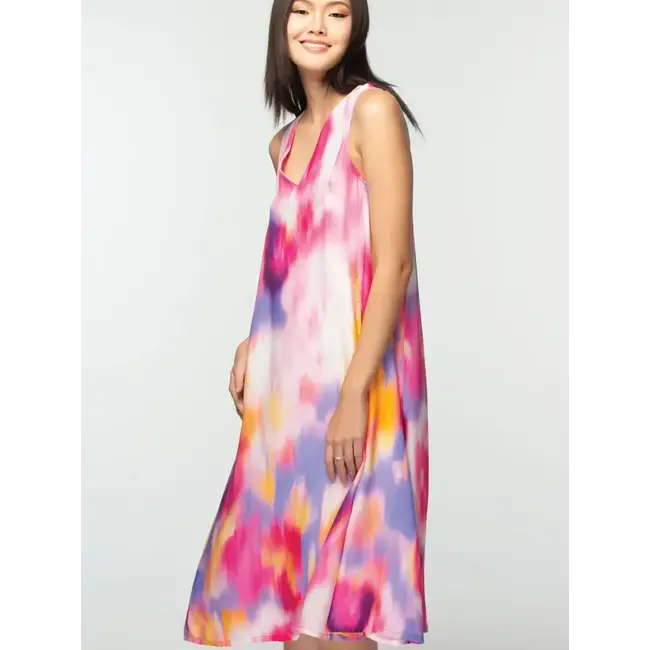 Aisha Cupro Dress - Rose Multi S/M