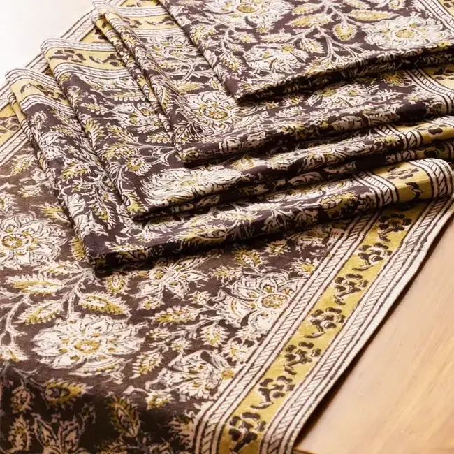 Black Kalamkari Table Runner (13x70)