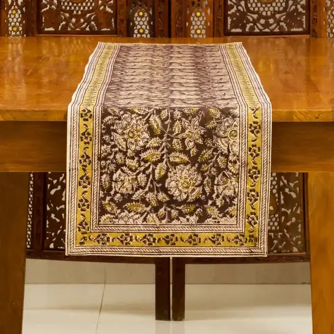 Black Kalamkari Table Runner (13x70)