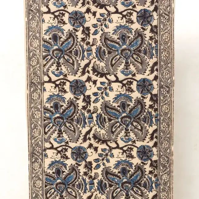 Kalamkari Table Runner - Blue & Silver (13x70)