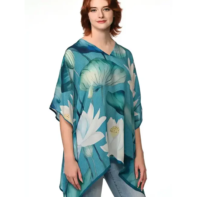 Kamala Lotus Top - Blue & White