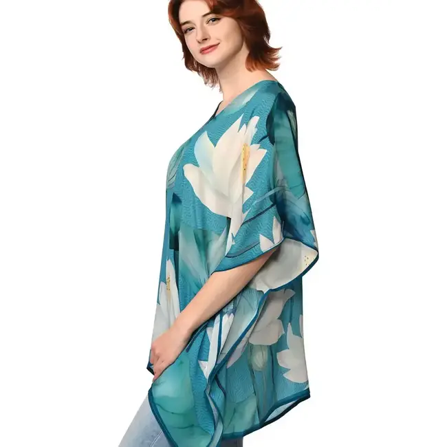 Kamala Lotus Top - Blue & White