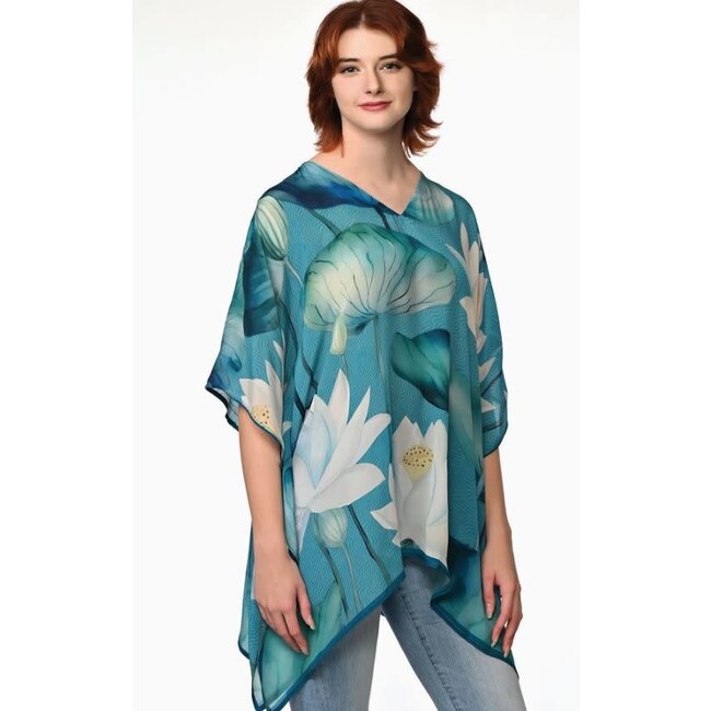 Kamala Lotus Top - Blue & White