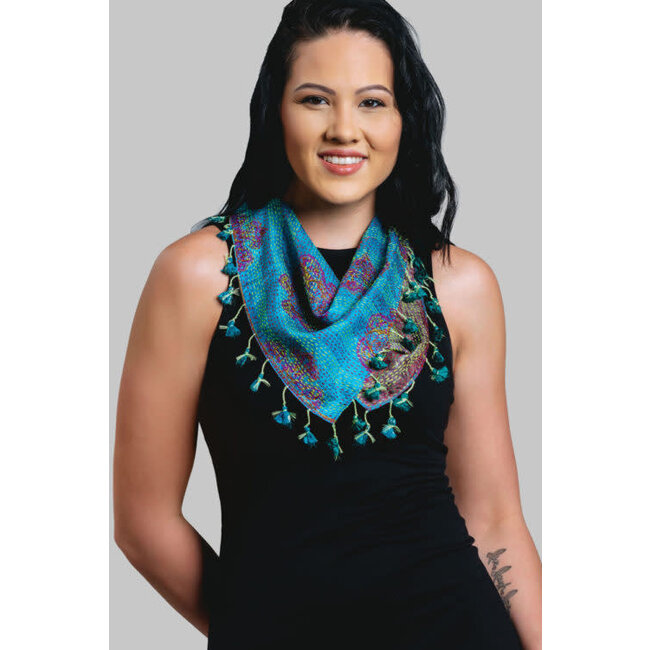 CLEARANCE Kantha Square Silk Scarf