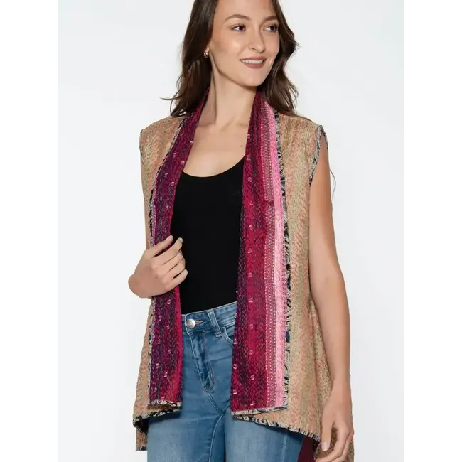 Reversible Kantha Silk Sleeveless Jacket