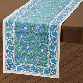 India Table Runner - Sage & Blue (13x70)
