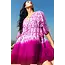 Shibori Cotton Caftan Top - Orchid & White