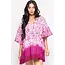 Shibori Cotton Caftan Top - Orchid & White