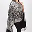 India Sanika Embroidered Shawl - Black & Silver