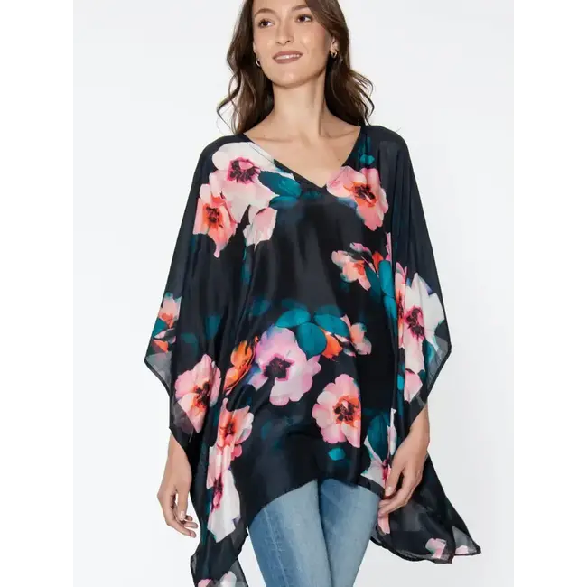 Shalini Top - Black & Pink Floral