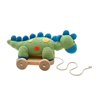 Bangladesh Crochet Pull-Along Baby Toy - Green Steggi Bangladesh Crochet Pull-Along Baby Toy - Green Steggi