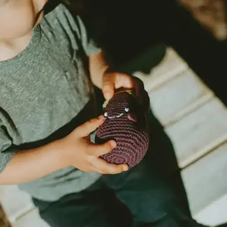 Bangladesh CLEARANCE Crochet Rattle - Aubergine
