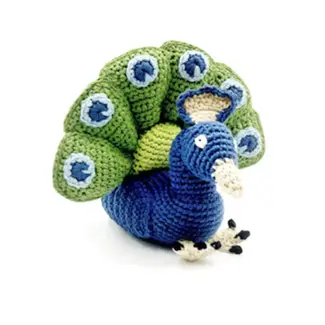 Bangladesh Crochet Rattle Baby Toy - Peacock Bangladesh Crochet Rattle Baby Toy - Peacock