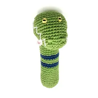 Bangladesh Crochet Stick Rattle Baby Toy - Crocodile