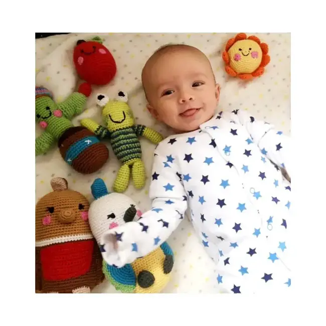 Crochet Stick Rattle Baby Toy - Crocodile