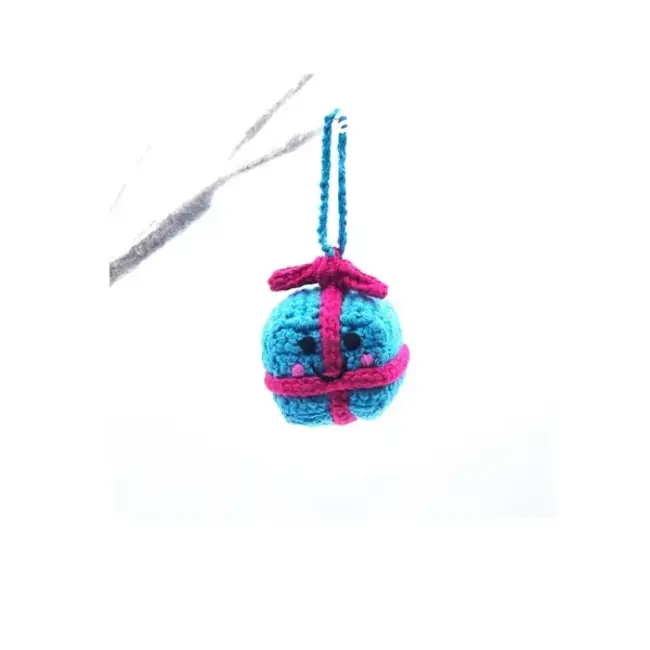 Knit Christmas Ornament - Friendly Blue Present