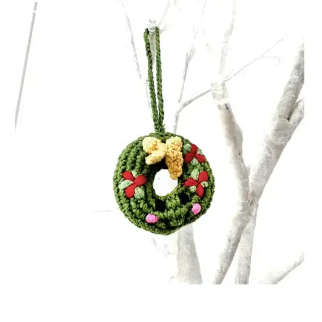 Knit Christmas Ornament - Friendly Wreath
