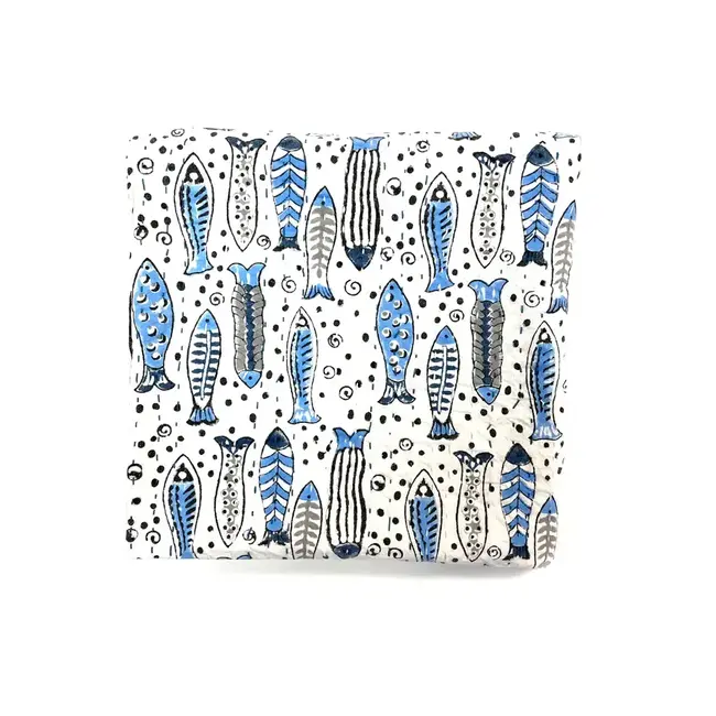 Kantha Baby Blanket - Fish (40x40)