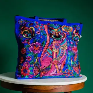 Guatemala Tote Bag - Embroidered Cat