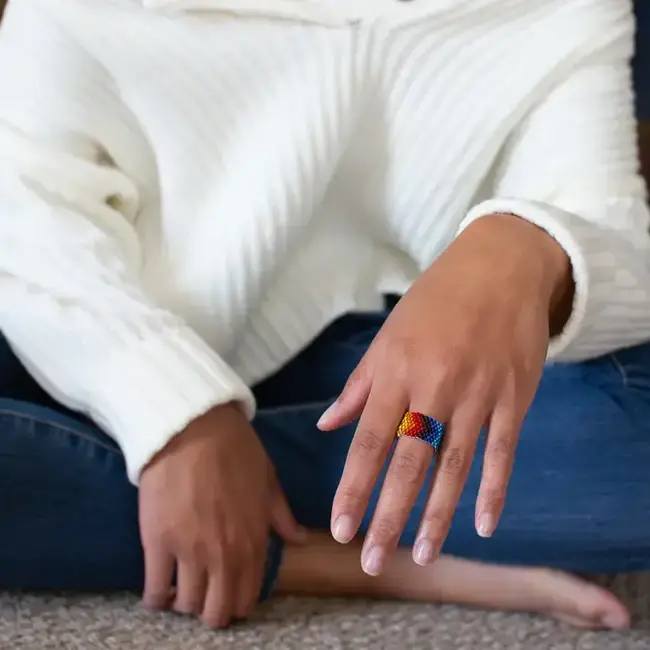 Patterned Beaded Ring